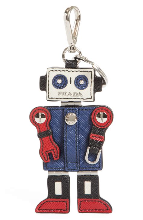 Prada Saffiano Leather Robot Keychain / Bag Charm 